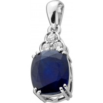 Saphir Anhänger Weißgold 585 14K blauer Edelstein Lab Grown Diamanten