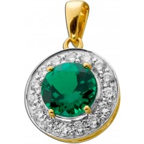 Smaragd Anhänger Gelbgold 585 14K Labor Smaragd Lab Grown Diamanten