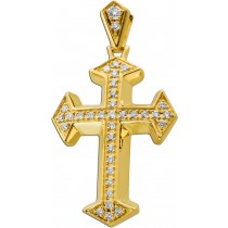Kreuz Anhänger Gold 585 14 Karat Brillanten 0.22ct