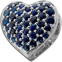 Herz Anhänger Weißgold 585 14K blaue Saphir Edelsteine 0.21ct