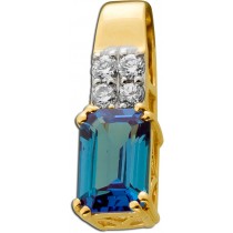 Alexandrit Anhänger Gelbgold 585 14K Lab Grown Diamanten
