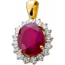 Rubin Anhänger Gold 585 14K roter Edelstein Lab Grown Diamanten