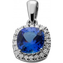 Tansanit Anhänger Platin 950 blauer Edelstein 2.25ct Brillanten 0.25ct