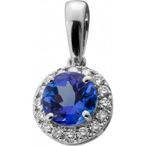 Tansanit Anhänger Platin 950 blauer Edelstein 0.85ct Brillanten 0.15ct