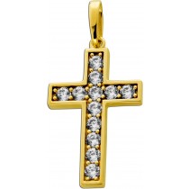 Kreuz Anhänger Gold 333 8 Karat weiße Zirkonia