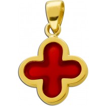 Kleeblatt Anhänger Gold 333 8K roter Karneol Edelstein