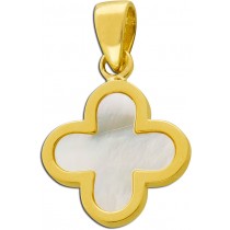 Kleeblatt Anhänger Gold 333 8K weißer Perlmutt