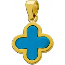 Kleeblatt Anhänger Gold 333 8K synthetischer Türkis