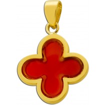 Kleeblatt Anhänger Gold 333 8K roter Karneol Edelstein