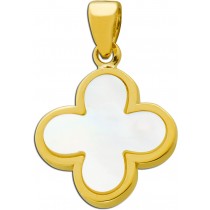 Kleeblatt Anhänger Gold 333 8K weißer Perlmutt