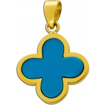 Kleeblatt Anhänger Gold 333 8K synthetischer blauer Türkis