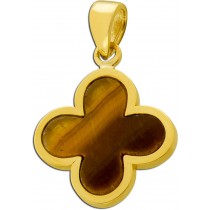Kleeblatt Anhänger Gold 333 8K brauner Tigerauge Edelstein