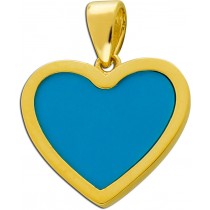 Herz Anhänger Gold 333 8K blauer synthetischer Türkis
