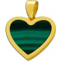 Herz Anhänger Gold 333 8K grüner Malachit Edelstein