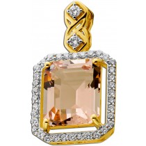 Diamant Anhänger Gold 585 14K Natur Morganit Labor Diamanten 0.45ct 