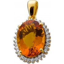 Diamant Anhänger Gold 585 14K Natur Beryll 5.4ct Labor Diamanten 0.30ct 