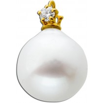 Perlenanhänger Gold 585 Natur Diamant 0.075ct Süßwasserperle
