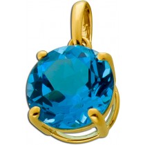 Blautopas Anhänger Gold 585 14K Swiss Bluetopas 2.41ct