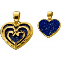 Herz Anhänger Gold 585 14K azurblaue Lapislazuli Einlage