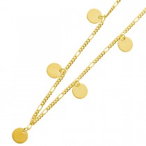 Figarokette 1,5mm Gelbgold 375 9 Karat runde Plaettchen diamantiert