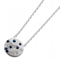Goldkette Anhänger Weißgold 585 14K Natur Saphire Diamanten