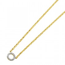 Diamantkette Kreis Anhänger Gelbgold 585 14K Natur Diamanten