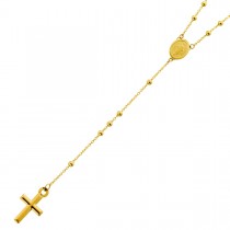 Jesus Kreuz Rosenkranz Halskette Gelbgold 585 14K