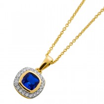 Tansanit Kette Anhänger Gold 585 14K Natur Edelstein Natur Diamanten