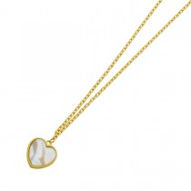 Herz Ankerkette Anhänger Gold 333 8K weisser Perlmutt