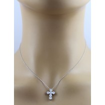 Brillant Kreuz Anhänger Kette Weißgold 585 14K Lab Grown Diamanten 1ct