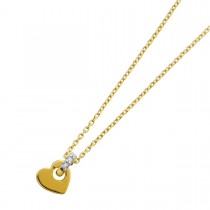 Herz Kette Anhänger Gold 375 9K Natur Diamanten 0.02ct