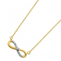 Infinity Collier Kette Gold 375 9K Natur Diamanten 0.04ct