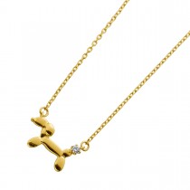 Hunde Collier Kette Gold 375 9K Natur Diamant 0.015ct