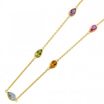 Kette Gold 585 14K nat Saphire nat Amethyste nat Blautopase nat Citrine nat Peridots