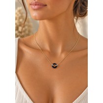 Diamant Kette Gold 750 18K nat. Onyx Brillanten 0.10ct 