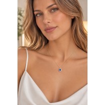Saphir Kette Gold 750 18K nat. Saphir 0.40ct Brillanten 0.10ct