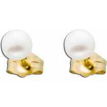 Perlen Ohrstecker weiße Gelb Gold 585 Süßwasserzuchtperlen_01