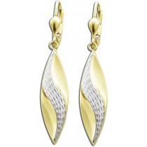 Ovale Goldohrringe Ohrhänger Gelb Weißgold  333 Damenohrschmuck 1