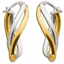 Bicolor Creolen geschwungen Gelb Weissgold 375 Damenohrringe 1
