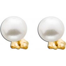 Perl Ohrringe weiß Gelb Gold 375 Süßwasserzuchtperle Ø 9mm_01