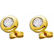 Solitär Ohrringe Ohrstecker Gelbgold 333 Zirkonia 6mm Zargengefasst_0