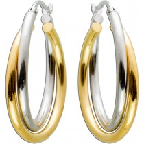 UNOAERRE runde Creolen verschlungen Gelb Weißgold 375 Damenschmuck 1