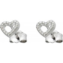 Herzohrstecker Weißgold 585 14K Natur Diamanten 0.09ct