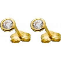 Goldohrringe Ohrstecker Gelbgold 585 Zirkonia, Zargengefasst, 4mm