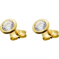 Solitär Ohrstecker Gelbgold 585 14 Karat  weisse Zirkonia Brillantlook