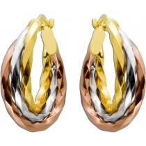 Tricolor Dreifarbige Creolen 333 8K Tricolori Gelbgold Weissgold Rosegold