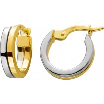 Creolen Gelbgold Weißgold 585 14 Karat Bicolor Ohrringe Damenschmuck