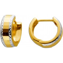 Creolen Gelbgold 585 14 Karat  facettiert rhodiniert Ohrringe Damenschmuck