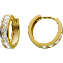 Creolen Gelbgold 585 14 Karat 12  Zirkonia poliert Iced Out 