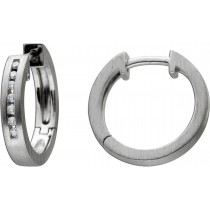 Brillant Platin 950 Klappcreolen 15mm Natur Diamanten 0.09ct 